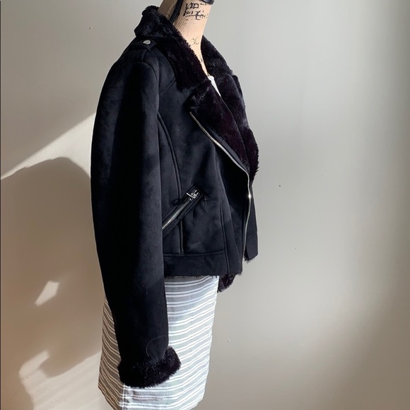 Zara fur-lined and fur-trimmed biker jacket XL - Picture 4 of 12